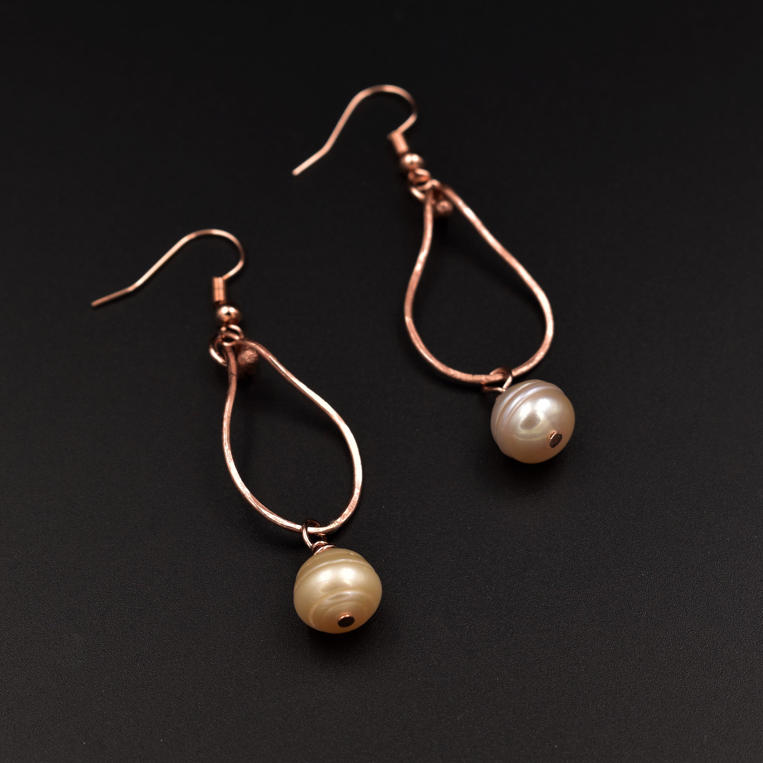 Moonlight Cascade Earrings - Peach Pearls