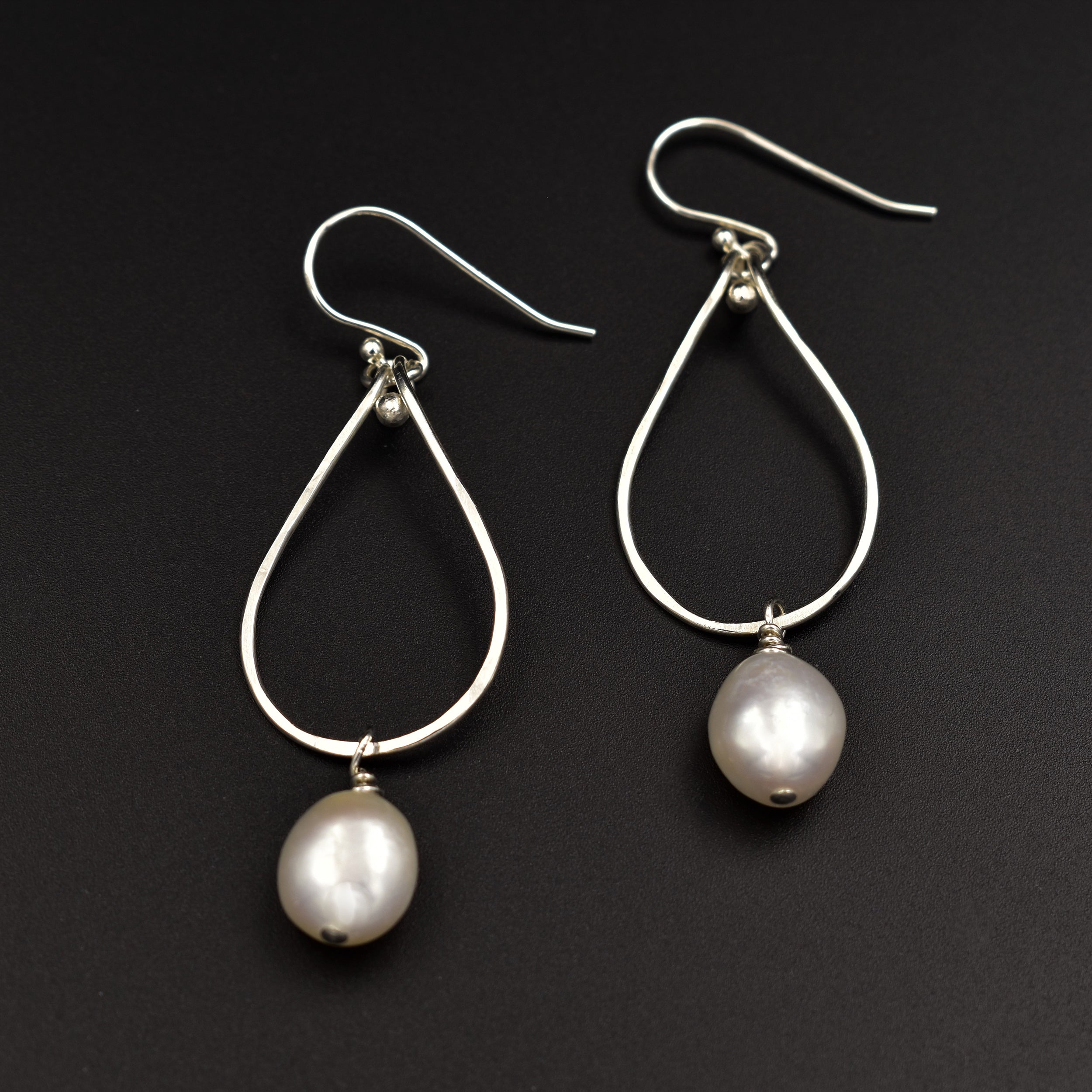 Moonlight Cascade Earrings - White Pearls